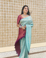 Load image into Gallery viewer, Pleasant Firozi Soft Silk Saree With Excellent Blouse Piece ClothsVilla