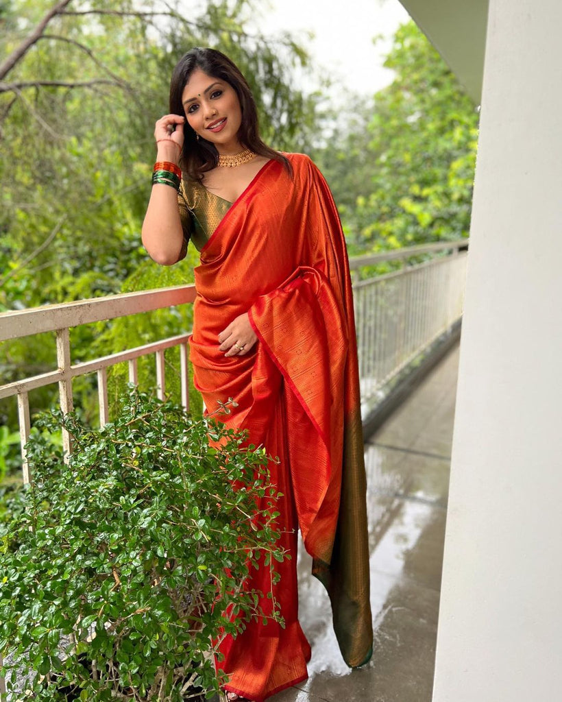Moiety Red Soft Silk Saree With Murmurous Blouse Piece ClothsVilla