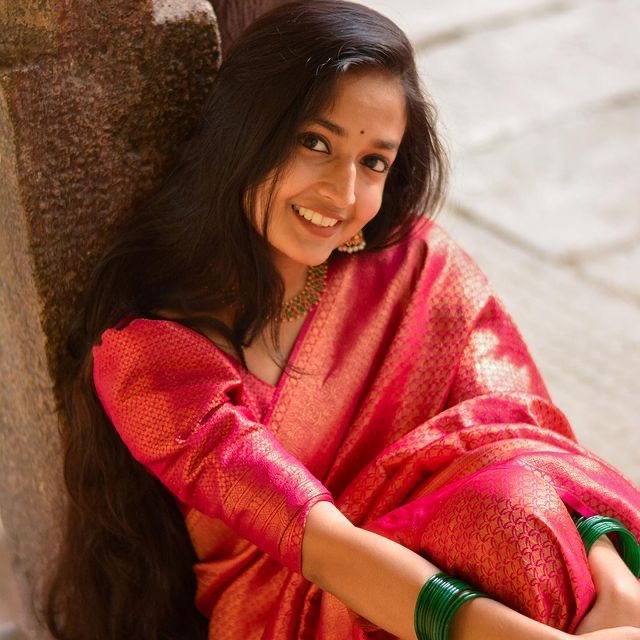 Amazing Dark Pink Soft Silk Saree with Innovative Blouse Piece ClothsVilla
