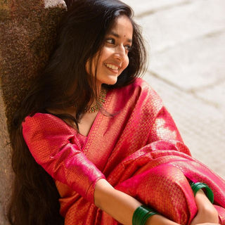 Amazing Dark Pink Soft Silk Saree with Innovative Blouse Piece ClothsVilla