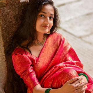 Amazing Dark Pink Soft Silk Saree with Innovative Blouse Piece ClothsVilla