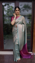 Load image into Gallery viewer, Conflate Sea Green Soft Silk Saree with Cynosure Blouse Piece ClothsVilla