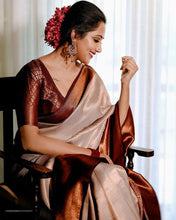 Load image into Gallery viewer, Traditional Beige Soft Silk Saree with Lissome Blouse Piece ClothsVilla