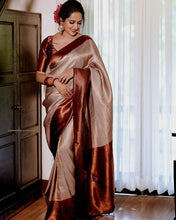 Load image into Gallery viewer, Traditional Beige Soft Silk Saree with Lissome Blouse Piece ClothsVilla