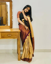 Load image into Gallery viewer, Gratifying Musturd Soft Silk Saree with Dazzling Blouse Piece ClothsVilla