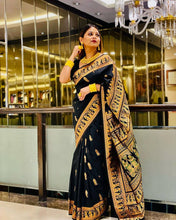 Load image into Gallery viewer, Engaging Black Soft Banarasi Silk Saree With Gratifying Blouse Piece ClothsVilla