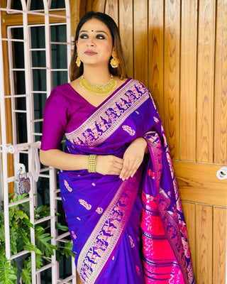 Artistic Blue Soft Banarasi Silk Saree With Magnificat Blouse Piece ClothsVilla