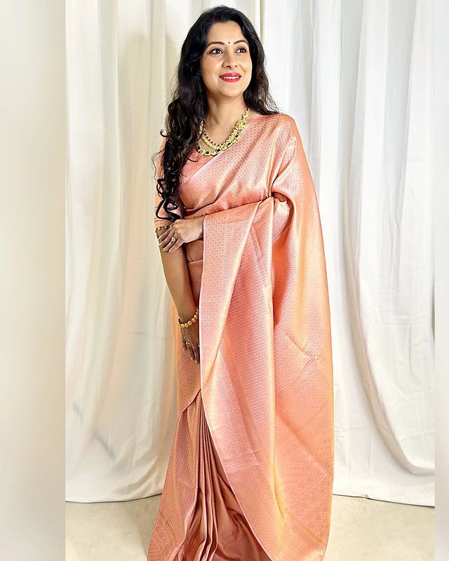 Ebullience Baby Pink Soft Silk Saree With Imbrication Blouse Piece ClothsVilla