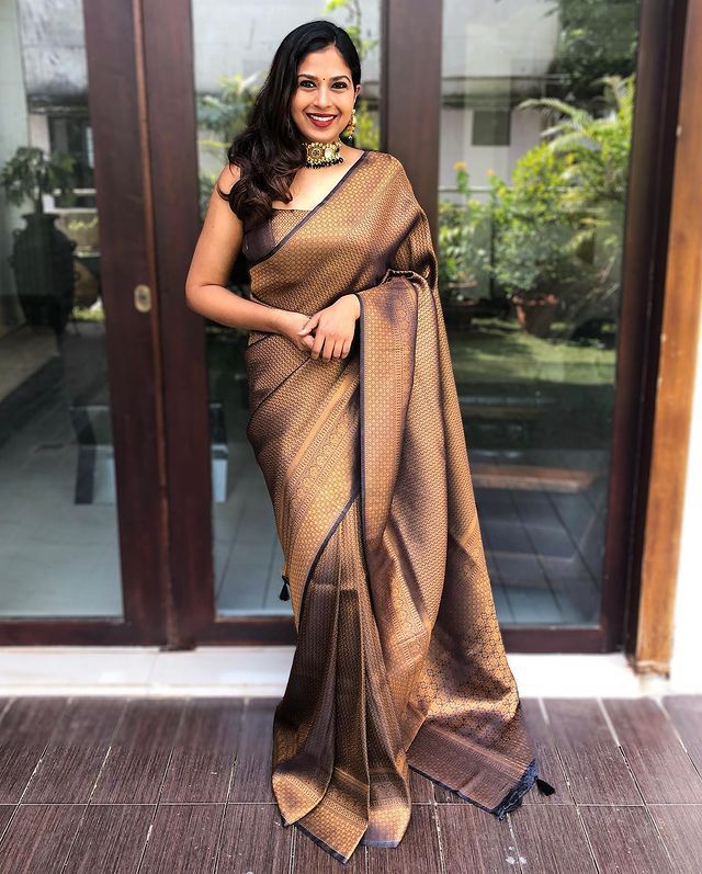 Seraglio Black Soft Silk Saree With Gorgeous Blouse Piece ClothsVilla Main image