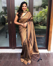 Load image into Gallery viewer, Seraglio Black Soft Silk Saree With Gorgeous Blouse Piece ClothsVilla