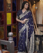 Load image into Gallery viewer, Fragrant Navy Blue Soft Silk Saree With Glittering Blouse Piece ClothsVilla