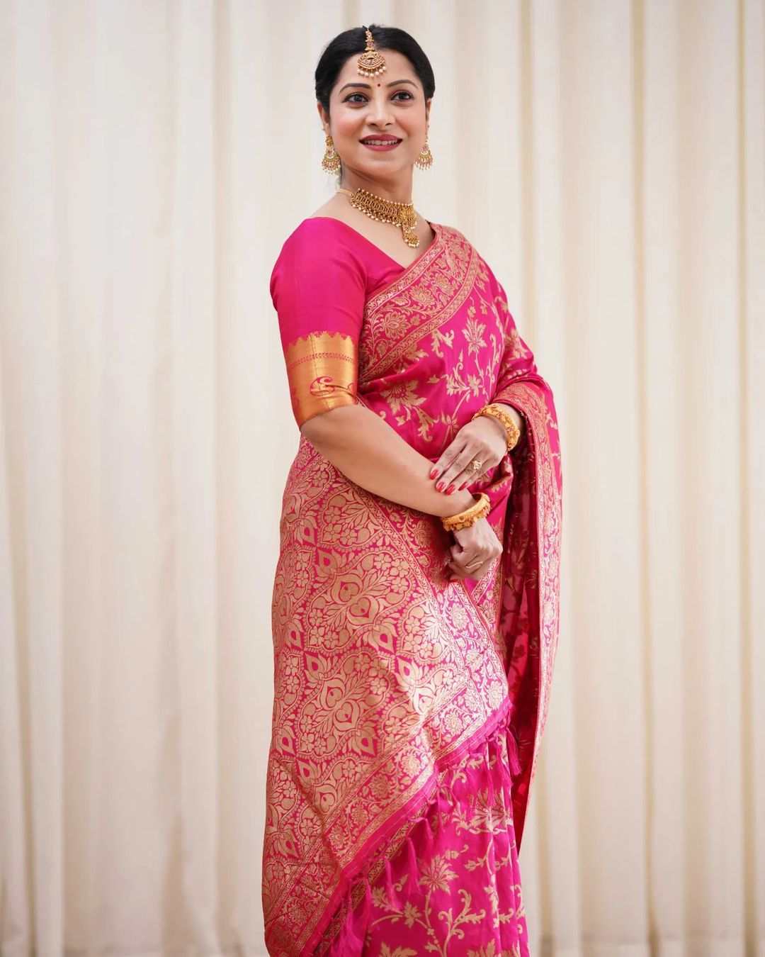 Denouement Dark Pink Soft Banarasi Silk Saree With Prodigal Blouse Piece ClothsVilla
