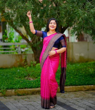 Exuberant Dark Pink Soft Silk Saree With Unequalled Blouse Piece ClothsVilla