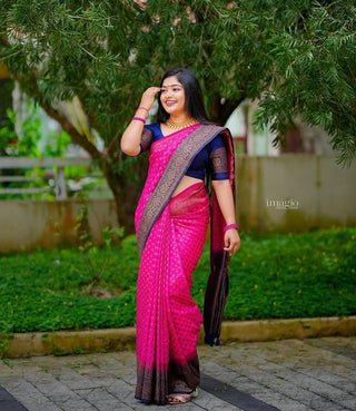 Exuberant Dark Pink Soft Silk Saree With Unequalled Blouse Piece ClothsVilla