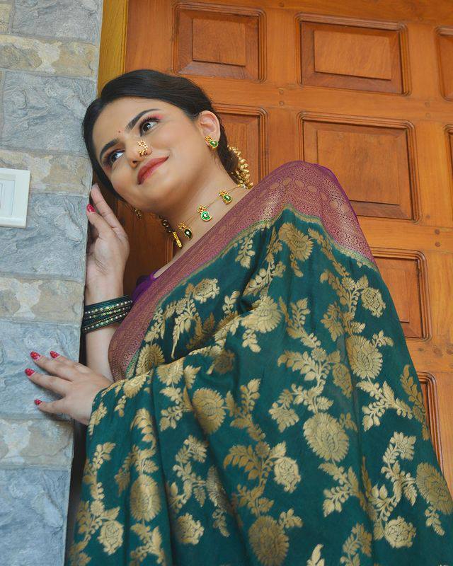 Appealing Rama Soft Silk Saree With Deserving Blouse Piece ClothsVilla