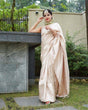 Load image into Gallery viewer, Classy Beige Soft Banarasi Silk Saree With Scrumptious Blouse Piece ClothsVilla