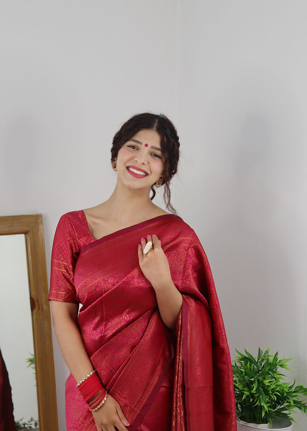 Amazing Dark Pink Soft Banarasi Silk Saree With Trendy Blouse Piece ClothsVilla