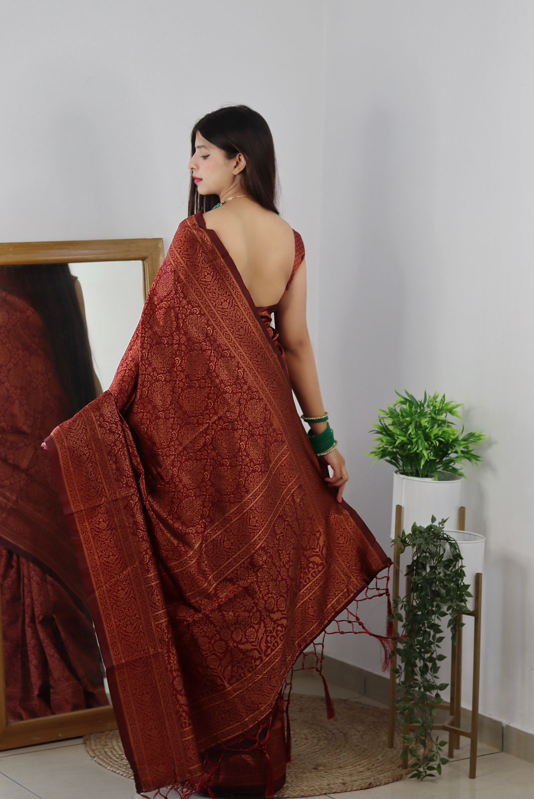 Classy Maroon Soft Banarasi Silk Saree With Trendy Blouse Piece ClothsVilla