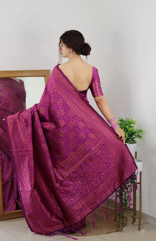 Precious Purple Soft Banarasi Silk Saree With Lovely Blouse Piece ClothsVilla