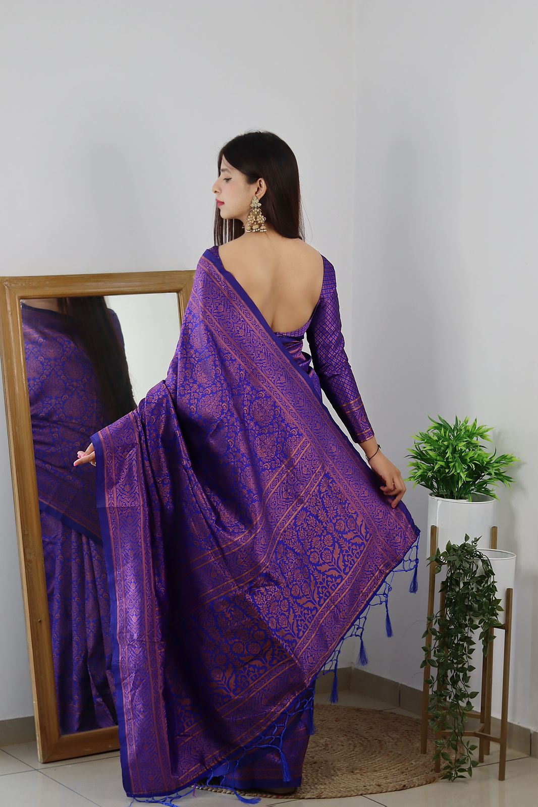 Angelic Royal Blue Soft Banarasi Silk Saree With Lovely Blouse Piece ClothsVilla