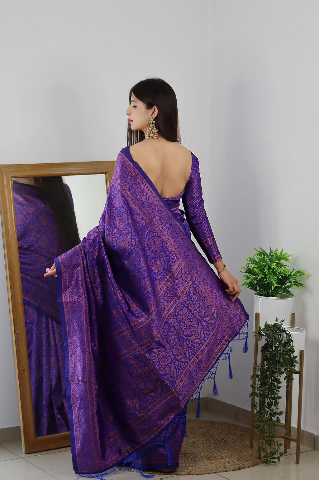 Angelic Royal Blue Soft Banarasi Silk Saree With Lovely Blouse Piece ClothsVilla