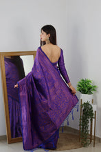 Load image into Gallery viewer, Angelic Royal Blue Soft Banarasi Silk Saree With Lovely Blouse Piece ClothsVilla