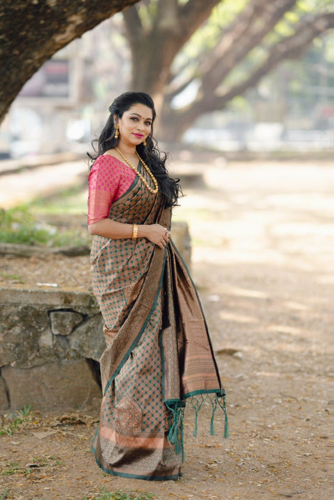 Excellent Green Soft Silk Saree With Ideal Blouse Piece ClothsVilla Main image