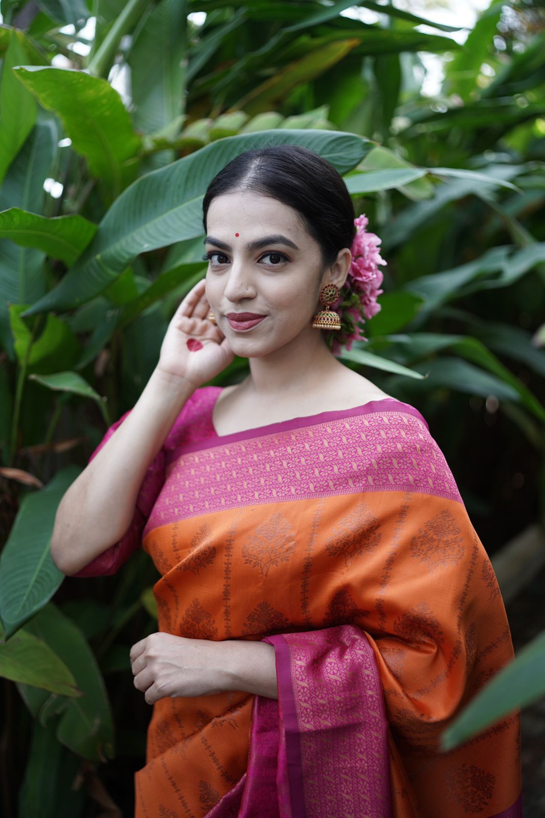 Divine Orange Soft Banarasi Silk Saree With Stunner Blouse Piece ClothsVilla