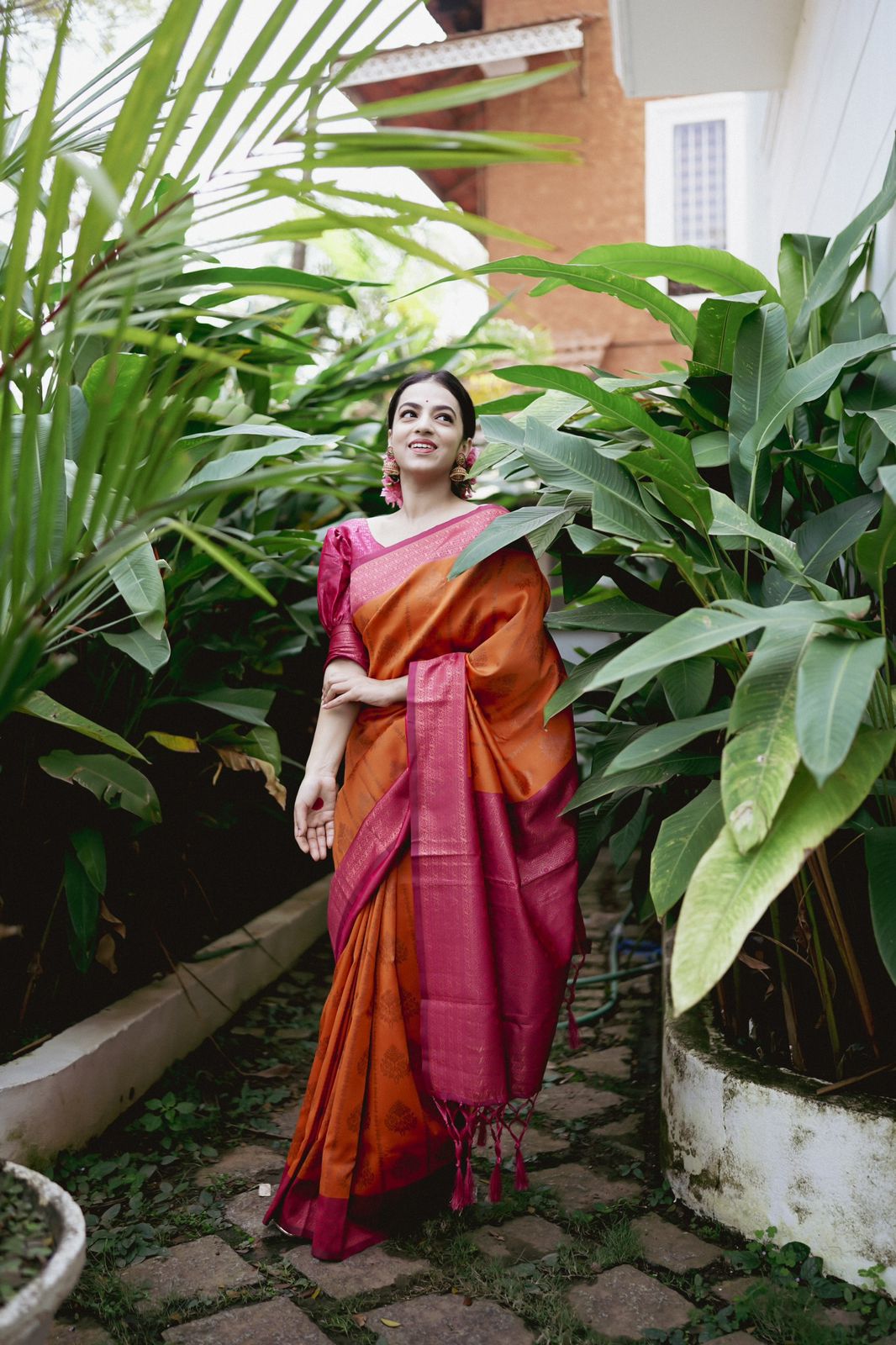 Divine Orange Soft Banarasi Silk Saree With Stunner Blouse Piece ClothsVilla