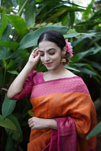 Load image into Gallery viewer, Divine Orange Soft Banarasi Silk Saree With Stunner Blouse Piece ClothsVilla