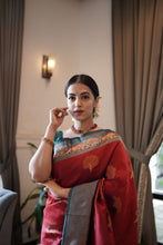 Load image into Gallery viewer, Dalliance Maroon Soft Banarasi Silk Saree With Moiety Blouse Piece ClothsVilla