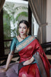 Load image into Gallery viewer, Dalliance Maroon Soft Banarasi Silk Saree With Moiety Blouse Piece ClothsVilla