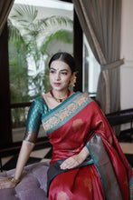 Load image into Gallery viewer, Dalliance Maroon Soft Banarasi Silk Saree With Moiety Blouse Piece ClothsVilla