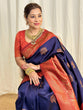 Load image into Gallery viewer, Panoply Navy Blue Soft Banarasi Silk Saree With Moiety Blouse Piece ClothsVilla