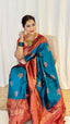 Artistic Rama Soft Banarasi Silk Saree With Moiety Blouse Piece ClothsVilla