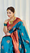 Load image into Gallery viewer, Artistic Rama Soft Banarasi Silk Saree With Moiety Blouse Piece ClothsVilla