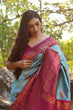 Load image into Gallery viewer, Glowing Sky Soft Banarasi Silk Saree With Girlish Blouse Piece ClothsVilla
