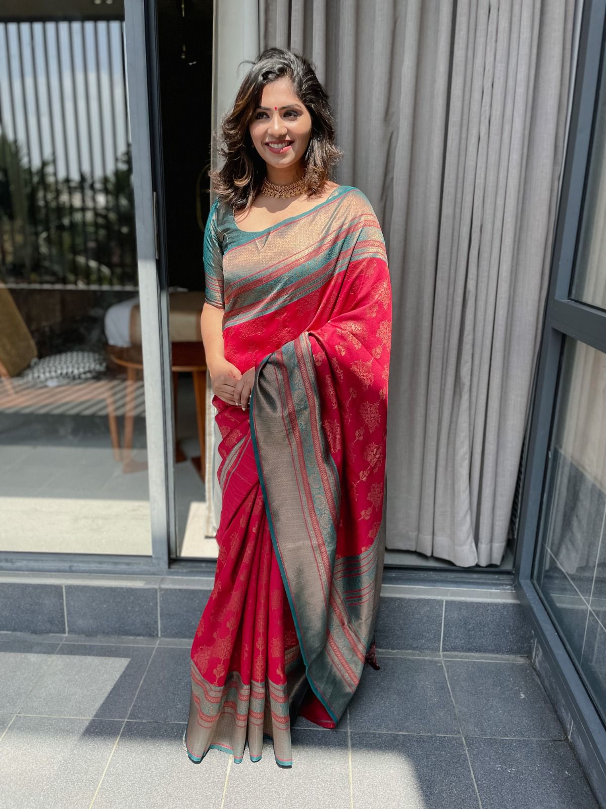 Prettiest Maroon Soft Banarasi Silk Saree With Hypnotic Blouse Piece ClothsVilla Main image