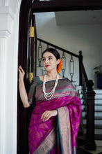 Load image into Gallery viewer, Snappy Purple Soft Banarasi Silk Saree With Magnetic Blouse Piece ClothsVilla