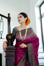 Load image into Gallery viewer, Snappy Purple Soft Banarasi Silk Saree With Magnetic Blouse Piece ClothsVilla