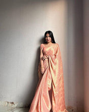 Load image into Gallery viewer, Unique Baby Pink  Soft Silk Saree With Staring Blouse Piece ClothsVilla