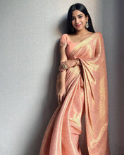 Load image into Gallery viewer, Unique Baby Pink  Soft Silk Saree With Staring Blouse Piece ClothsVilla