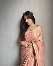 Load image into Gallery viewer, Unique Baby Pink  Soft Silk Saree With Staring Blouse Piece ClothsVilla