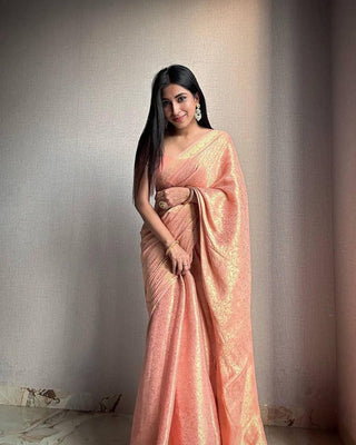 Unique Baby Pink  Soft Silk Saree With Staring Blouse Piece ClothsVilla