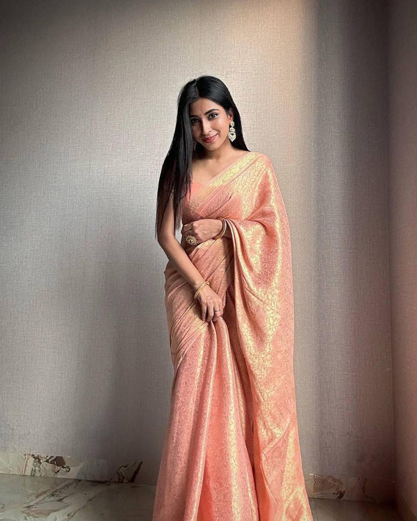 Unique Baby Pink  Soft Silk Saree With Staring Blouse Piece ClothsVilla