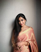 Load image into Gallery viewer, Unique Baby Pink  Soft Silk Saree With Staring Blouse Piece ClothsVilla