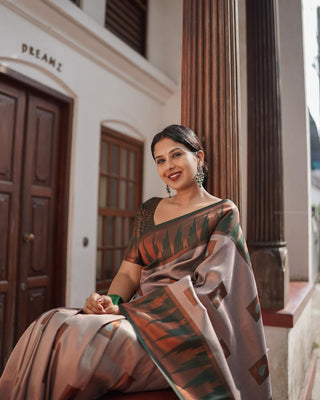 Luxuriant Grey Soft Silk Saree With Panoply Blouse Piece ClothsVilla