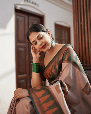 Luxuriant Grey Soft Silk Saree With Panoply Blouse Piece ClothsVilla