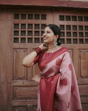 Load image into Gallery viewer, Exuberant Pink Soft Silk Saree With Panoply Blouse Piece ClothsVilla