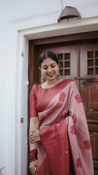 Exuberant Pink Soft Silk Saree With Panoply Blouse Piece ClothsVilla